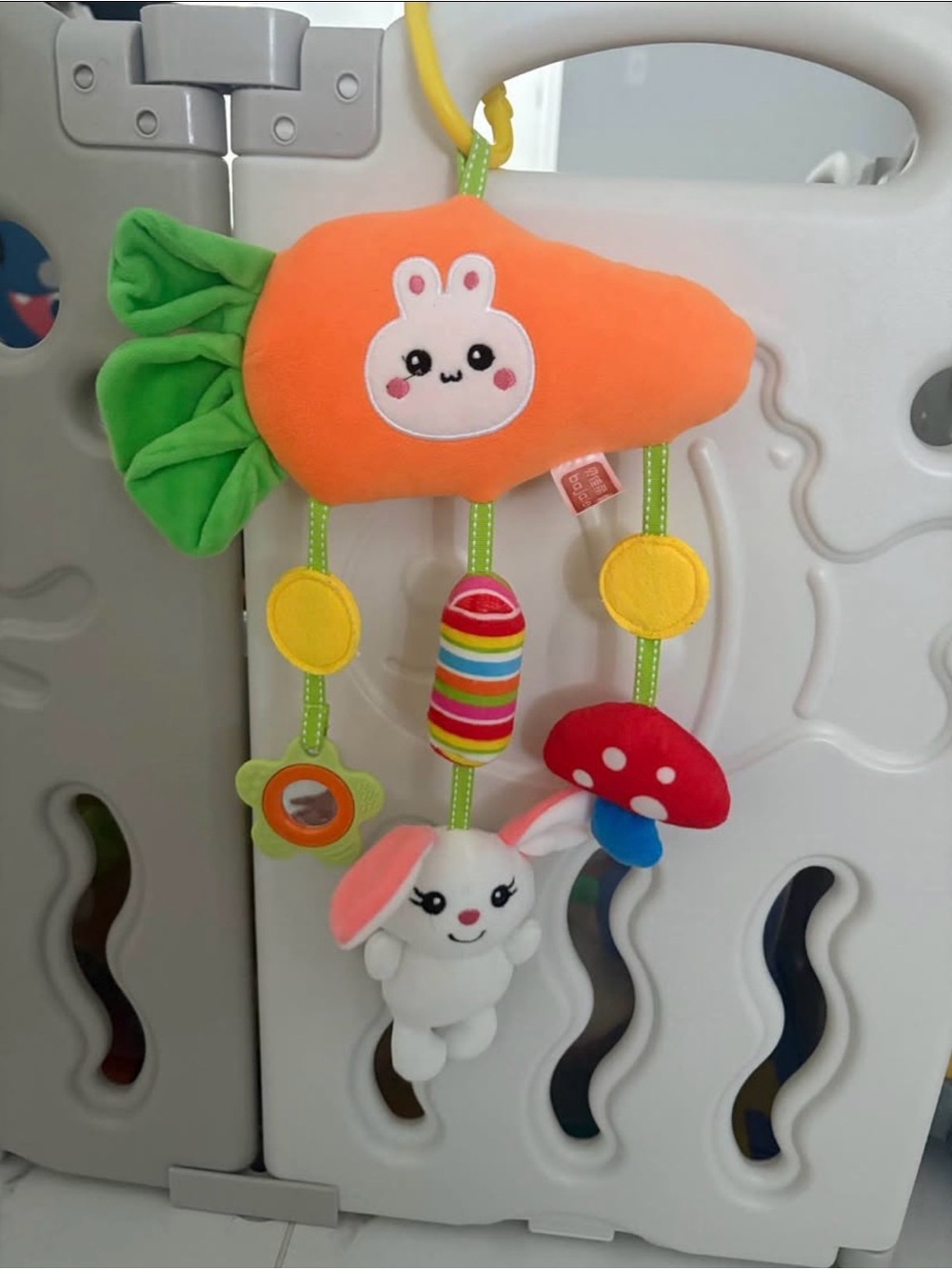 Plush Carrot & Bunny Hanging Baby Toy - Orange/Green